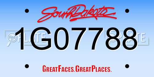 1G07788 South Dakota License Plate