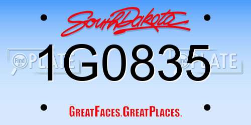 1G0835 South Dakota License Plate