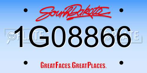 1G08866 South Dakota License Plate