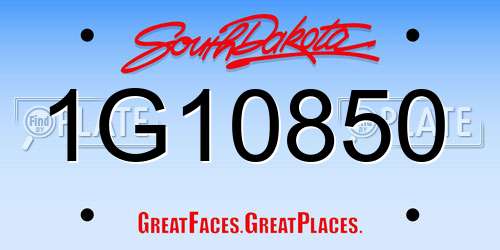 1G10850 South Dakota License Plate