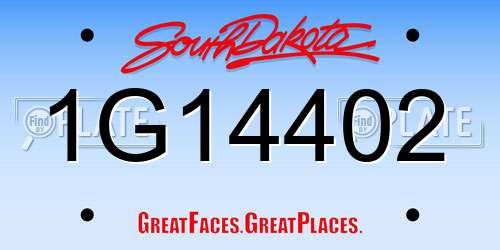 1G14402 South Dakota License Plate