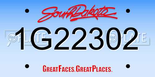1G22302 South Dakota License Plate