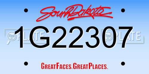 1G22307 South Dakota License Plate