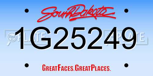 1G25249 South Dakota License Plate