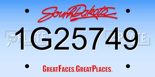 1G25749 South Dakota License Plate