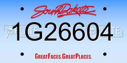 1G26604 South Dakota License Plate