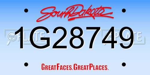 1G28749 South Dakota License Plate