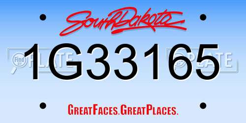 1G33165 South Dakota License Plate