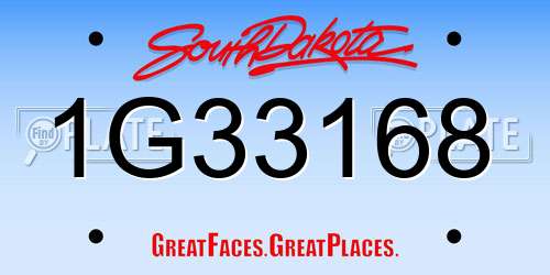 1G33168 South Dakota License Plate