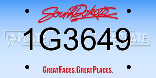 1G3649 South Dakota License Plate