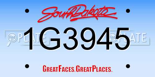 1G3945 South Dakota License Plate