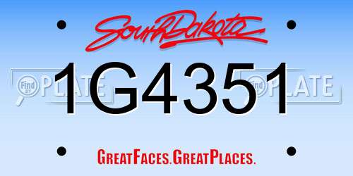 1G4351 South Dakota License Plate