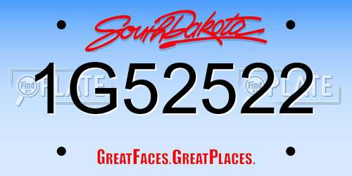 1G52522 South Dakota License Plate