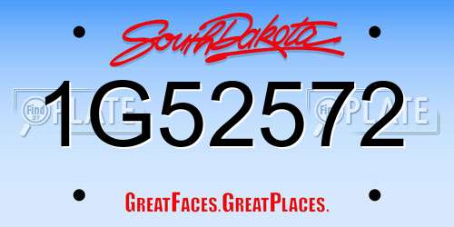 1G52572 South Dakota License Plate