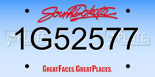1G52577 South Dakota License Plate
