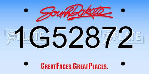 1G52872 South Dakota License Plate