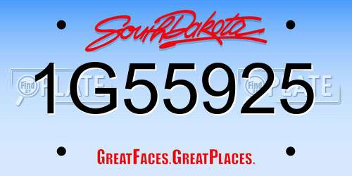 1G55925 South Dakota License Plate