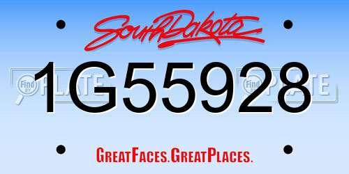 1G55928 South Dakota License Plate