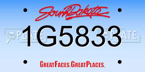 1G5833 South Dakota License Plate