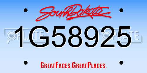 1G58925 South Dakota License Plate