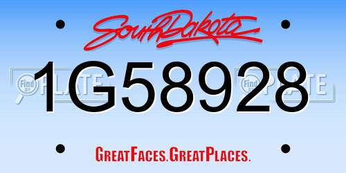 1G58928 South Dakota License Plate