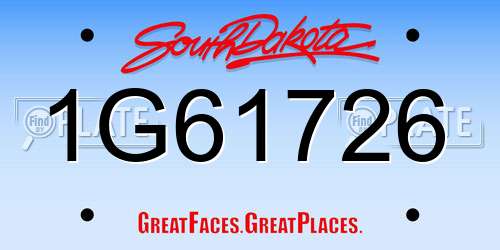 1G61726 South Dakota License Plate