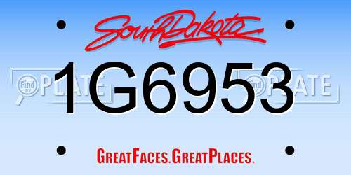 1G6953 South Dakota License Plate