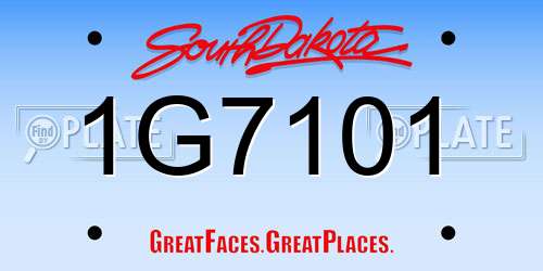 1G7101 South Dakota License Plate