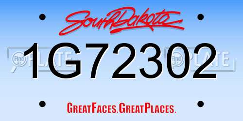 1G72302 South Dakota License Plate
