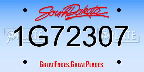 1G72307 South Dakota License Plate