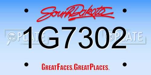 1G7302 South Dakota License Plate