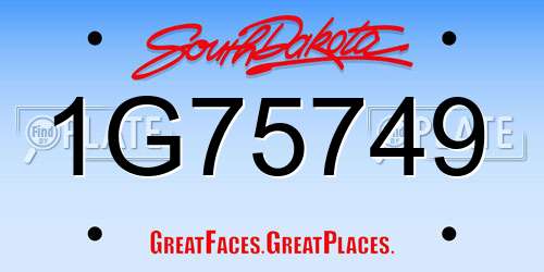 1G75749 South Dakota License Plate