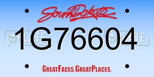 1G76604 South Dakota License Plate