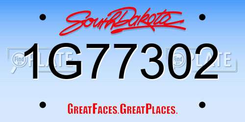 1G77302 South Dakota License Plate