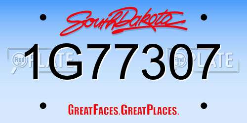 1G77307 South Dakota License Plate