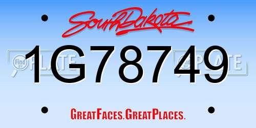 1G78749 South Dakota License Plate