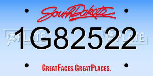 1G82522 South Dakota License Plate