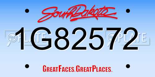 1G82572 South Dakota License Plate