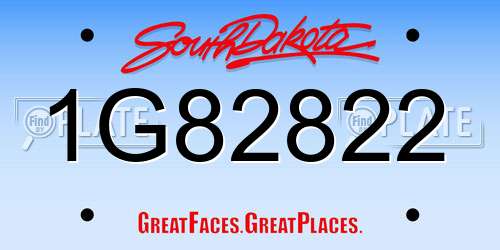 1G82822 South Dakota License Plate