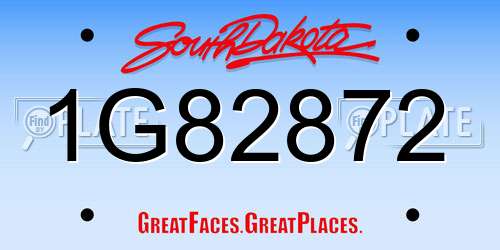 1G82872 South Dakota License Plate