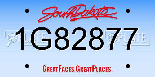 1G82877 South Dakota License Plate