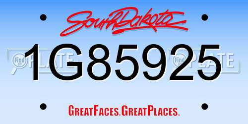 1G85925 South Dakota License Plate