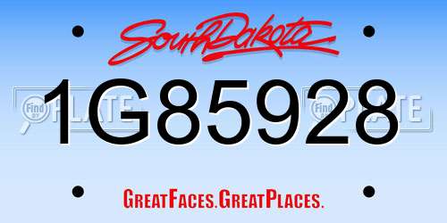 1G85928 South Dakota License Plate