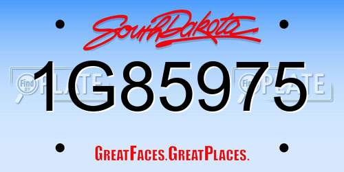 1G85975 South Dakota License Plate