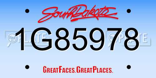 1G85978 South Dakota License Plate