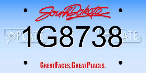 1G8738 South Dakota License Plate