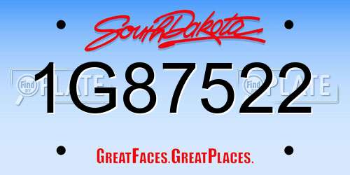 1G87522 South Dakota License Plate