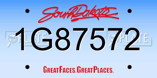 1G87572 South Dakota License Plate