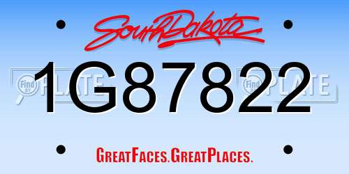 1G87822 South Dakota License Plate