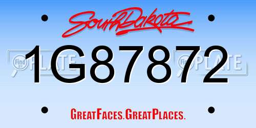 1G87872 South Dakota License Plate